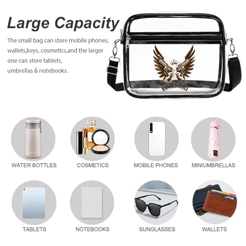 Rock N Roll Gun Large Crossbody Bag Clear Stadium Bag Anti-Theft Side Shoulder Bags Messenger Bag with 2 Compartments3