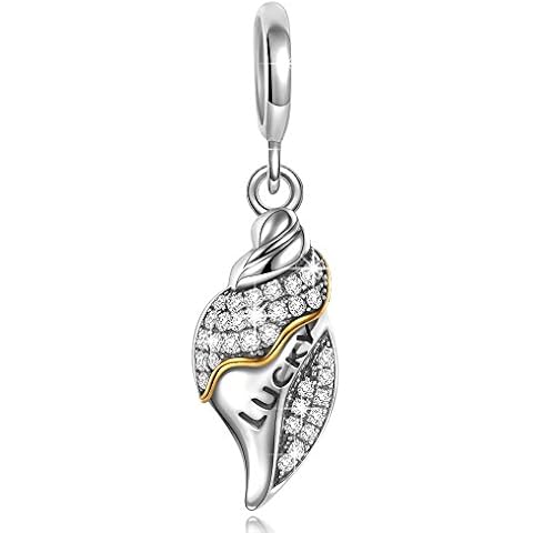 NINAQUEEN "Conch Girl 925 Sterling Silver Lucky Dangle Charms for Bracelet Necklace Jewelry for Women Birthday for Her Teen Girls Wife Mom Daughter Cover
