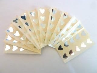 130 Sticker / Aufkleber, Herzen, 13 x 12 mm, glänzend silberfarben, zum Markieren