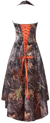 Camo High Low Bridesmaid Dress Halter Cocktail Prom Dress2