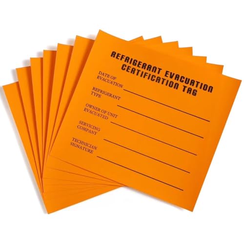 Refrigeration Evacuation Recover Cerification Tag Stickers 30 Pack