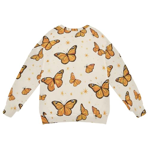 JUNZAN Monarch Butterflies Stars Little Boys Hooded Sweatshirt Long Sleeve Fall Tops Shirts Athletic 4T2