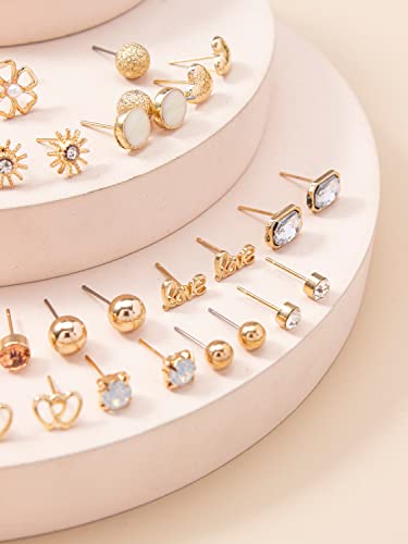 30 Pairs Crystal Pearl Earrings Combo Set for Women