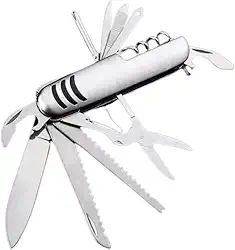 Canivete Suíço Com 15 Funções Compacto e Leve - Cor Prateado - Inox