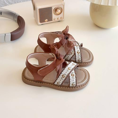 IWIHMIV Girl's Slip On Sandals Dressy Bow Sandal Comfortable Non Slip Open Toe Slides Flat Summer Cute Beach Shoes2