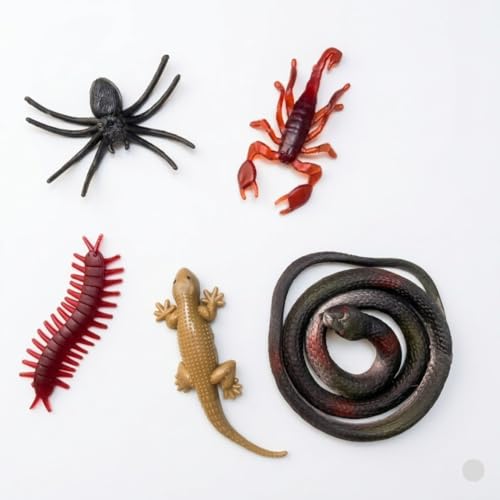 Image of (Pack of 5) Insect Prank Toy Set for Kids - Realistic Fake Insect Toys (Lizard, Cockroach, Centipede, Snake, Scorpion) | Rubber Prank Toy Combo Pack | Funny Scary Prank Toys | Birthday Return Gift
