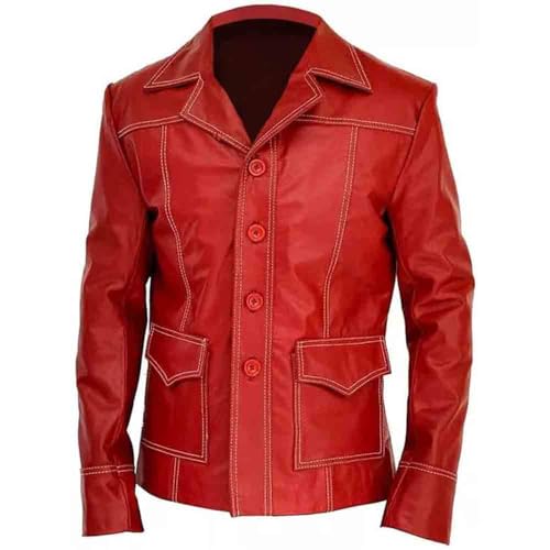 Tyler Durden Leather Jacket | Tyler Durden Fight Club Red Faux Leather Jacket