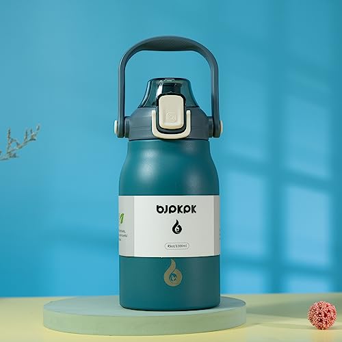 Image of BJPKPK 35oz Insulated Water Bottle with Straw Lid, Stainless Steel Bottle | One-Hand Straw Lid, BPA-Free Leakproof Large Water Bottle with Handle, Keeps Cold & Hot, Vacuum Insulation for Gym & Outdoor