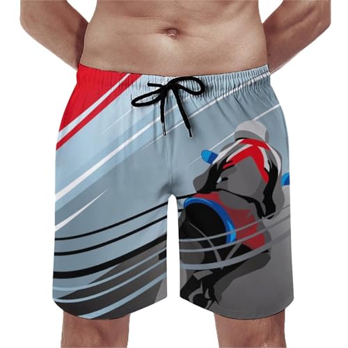 Short de bain homme moto imprimé et maillot de bain plage séchage rapide