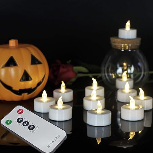 Image of Tea Lights Candles Battery Operated with Remote Control, 12Pcs Flickering Flameless Candle with Timer, Long Lasting 400+ Hours Led Electric Candle for Home Decor, Wedding, Party (WarmWhite)
