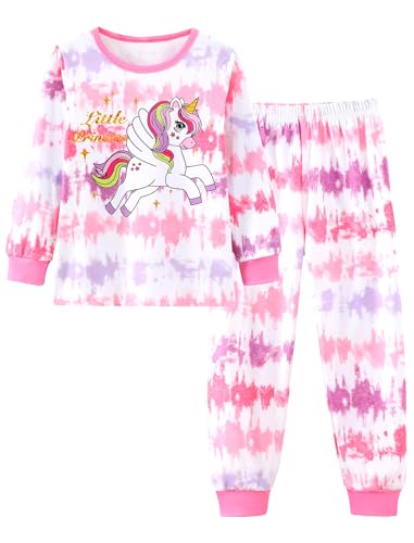 Mikrdoo Girls Pajamas Set Long Sleeve Tie Dye 2-Piece Kids PJs Sleepwear Size 4-14 Years