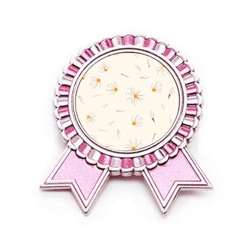 Broche en forme de poire blanche fleur rose, accessoire vêtement métal M