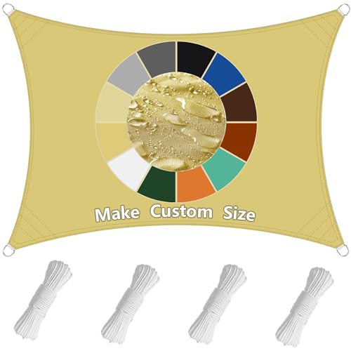 Sichtschutz Sonnensegel Rechteck (20 Farben und 99 Größen) Sonnensegel Wasserdicht Sonnenschutz,PES Polyester 98% UV-Schutz Überdachung Plane für Garten Outdoor- 1X2m Sandiges Gelb
