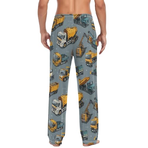 Yellow Construction Cars Pajama Pants Roller Excavator Truck Men's Pajama Bottoms Lounge Sleepwear PJs Sleep Pants XL2
