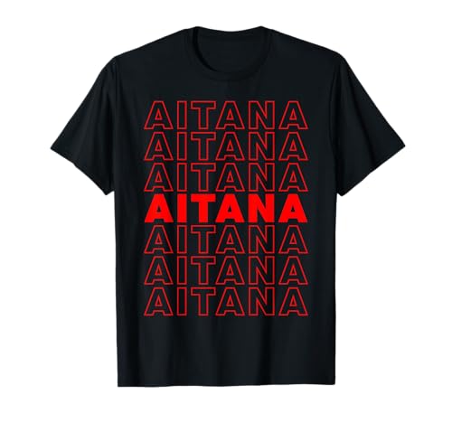 Photo de Aitana T-shirt rouge avec nom Aitana pour anniversaire T-Shirt