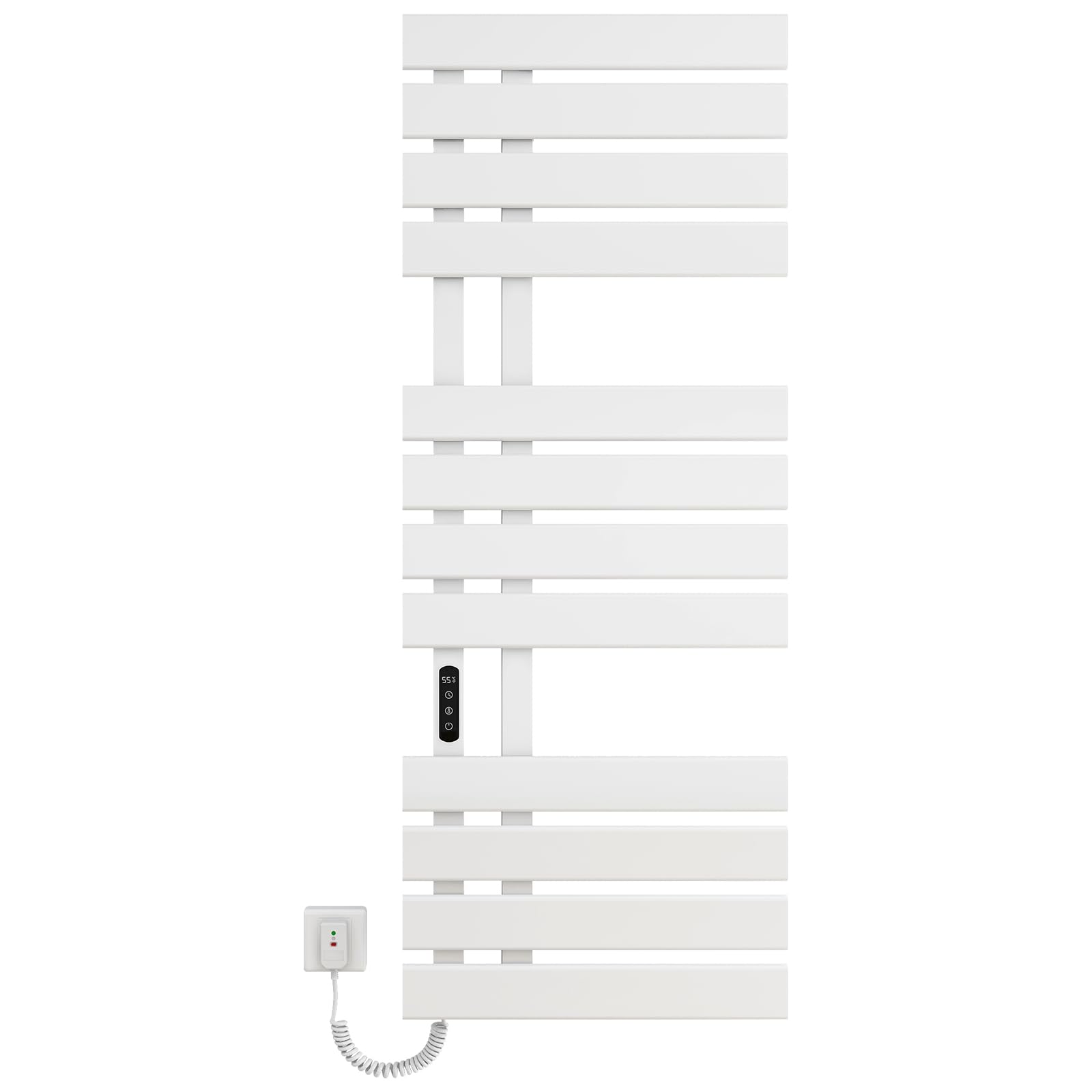 Toallero Baño Radiador, Toallero Electrico Baño Blanco WiFi, 500×1300mm, 460W, Calentador de Toallas WiFi, para Alexa y Google Home y App, Radiador Toallero Electrico, Ahorro energía-WiFi White Left