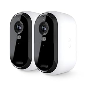 Arlo Essential Security Camera 2K | Outdoor-Indoor | 2nd Gen | Wireless with Spotlight, 2-Way Audio, Color Night Vision, Live Stream, Motion Activation, Real Time Notifications – White, 2 Camera