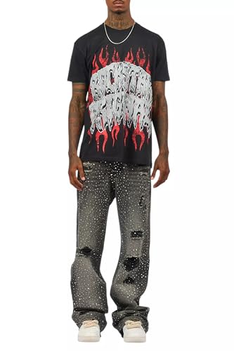 Men's Discolite Rhinestone Baggy Jean