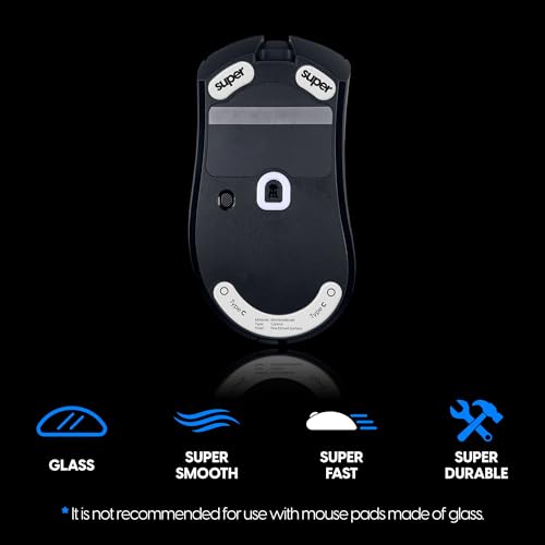 Image of Superglide Glass Mouse Skates - Consistent Controllable Glide, Polished Round Edge, Super Balanced Gaming Mouse Feet with Durable Sole for Razer DeathAdder v3 Pro (Type-C, White)