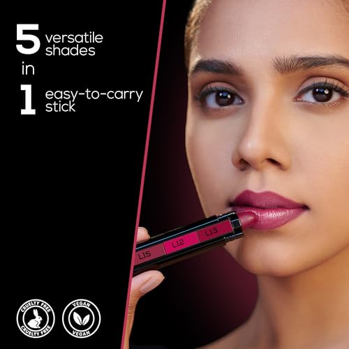 Image of RENEE FAB 5 Glossy 5 in 1 Lipstick 7.5 Gm - Five Shades in One - Moisturizing & Nourishing, Long Lasting, Glossy Finish - Intense Color Payoff - Compact, Glides Smoothly with One-Stroke Application