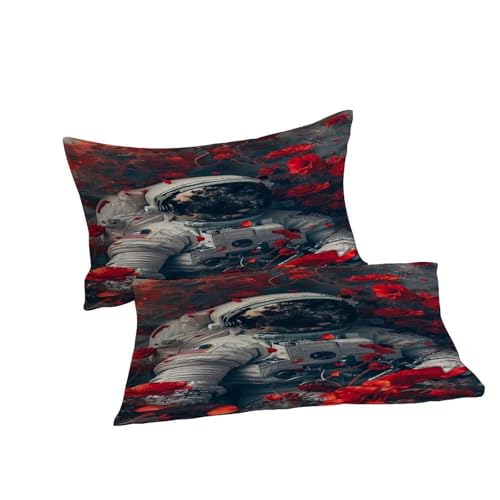 Housse de couette space theme avec taies king size imprimé astronaute