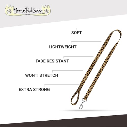 Image of Animal Print Dog Leash with Easy Grip Loop - 1 Inch x 6 Feet, Leopard