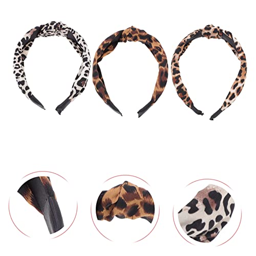 FOMIYES 3 Pcs Cross Knotted Headband Make up Headband Head Bands for Women's Hair Fashion s Knot for Women Knotted for Women Womens s Leopard Hair Wrap - Image 2