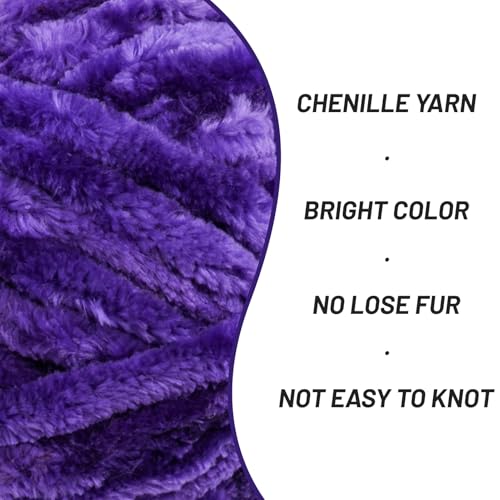 Image of Fuzzy Chunky Chenille Yarn for Crocheting,Soft Plush Yarns for Hand Knitting,Bulky 3x100g(3x49.2 yd) Baby Blanket Yarn for Crocheting Amigurumi,Crochet Fluffy Velvet Yarns (3 Dewberry