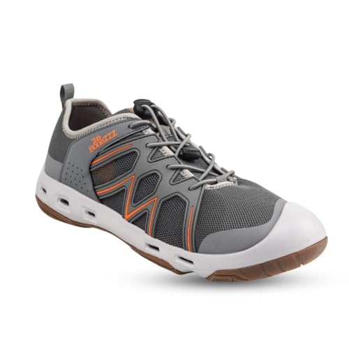 Flozzz Hybrid Water Shoes for Men – Drainage Men Footwear for Kayaking, Hiking & Wet Terrain (Size 10) Gray/Orange