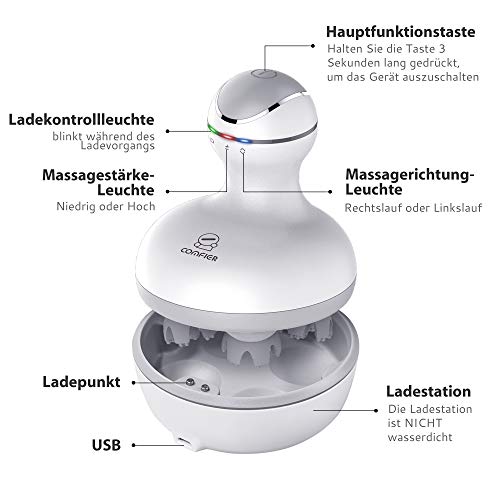 Comfier Elektrisches Kopfhaut-Massagegerät, portables Kopfmassagegeräte wasserdicht, kabellos und wiederaufladbar… - Image 7