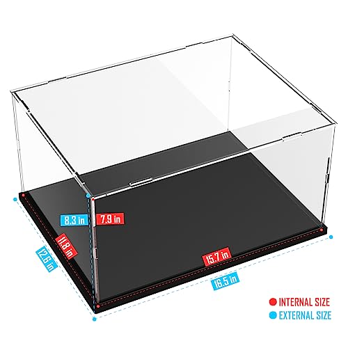 Image of Choowin Acrylic Display Case for Lego Typewriter 21327, Razor Crest 75292, Central Perk 21319, Iron Man 76125 - Thickened Clear Acrylic Display Box for Collectibles - Dustproof, Assemble, Black Base