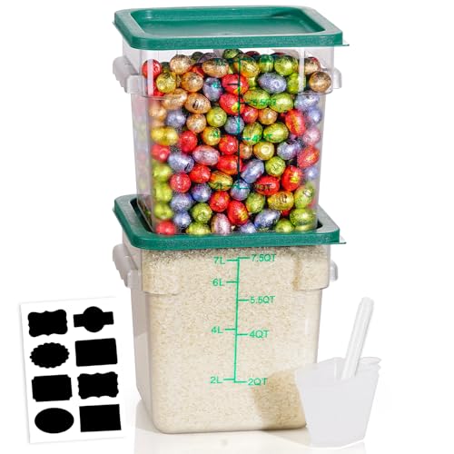 Image of 8QT 2PCS NSF Commercial Clear Food Storage Containers with Lids(GREEN)
