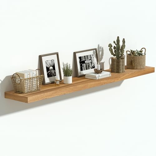 Image of Vivelove Elm Wood Floating Shelf 48x8 inch Set of 1, Natural