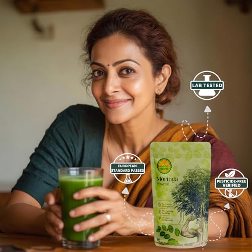 Image of Moringa Powder 200 g, Certified Drumstick Leaf, Pure Murungai Keerai, Munagaku, Sahjan Leaves, Fresh Moringa Leaves Powder for Eating, Hair, Kids, Baby (100g, Pack of 2)