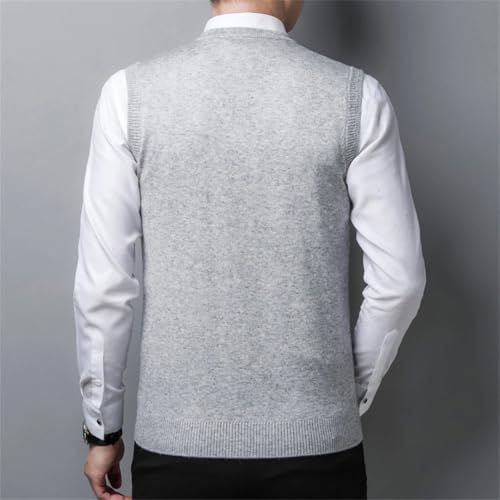 Mens 6.5% Wool Knit Tank Jumpers Pullover Sleeveless Casual For Winter V Neck Sweater3
