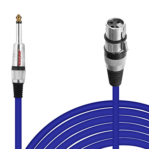 Image of Microphone Cable 3 Pin XLR Female to 1 /4 inch TS 6.35 mm Male 5 Meter /16 Feet, TRS to XLR Female Cable For Dynamic Microphone,Amplifier. (BLUE)
