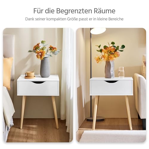 Yaheetech 2X Nachttisch Beistelltisch Nachtschrank mit Schublade und 4 Holzbeinen Skandinavischer Sofatisch aus Holz Nachtkommode für… – Ansicht 4