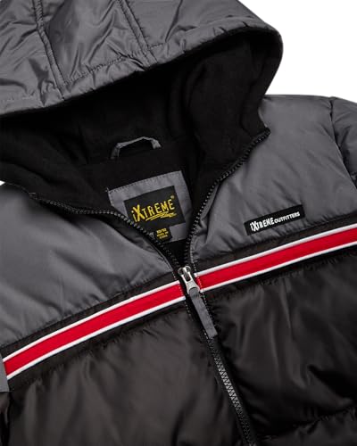 Image of iXtreme Boys Puffer Jacket - Wind & Water Resistant Soft Fleece Lined Warm Winter Jacket for Boys with Winter Hat
