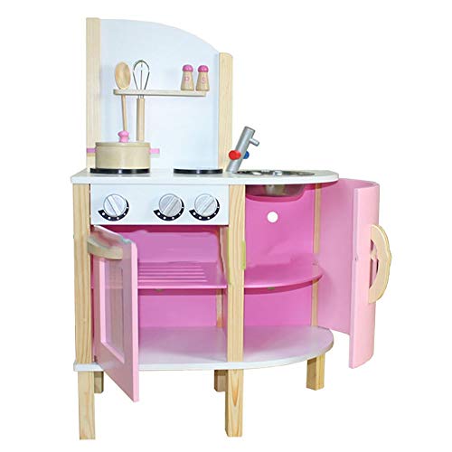 Yangxuelian Toy Kitchen Playsets Kids Play Kitchen Pink Wooden Play Kitchen Children's Role Play Pretend Set Toy Gift for Kid Toddlers (Color : Pink, Size : 54x32x82CM)