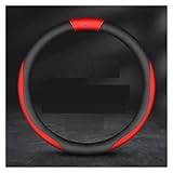 Car Steering Wheel Cover for Range Rover Sport 2010-2013(Without Computer Box,Light Square), Leather Cover with Anti-Slip Car Interior Accessories,Black-Red-O-Shape