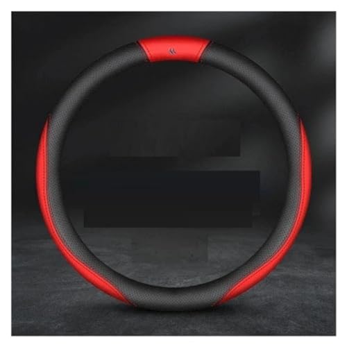 Car Steering Wheel Cover for Range Rover Sport 2010-2013(Without Computer Box,Light Square), Leather Cover with Anti-Slip Car Interior Accessories,Black-Red-O-Shape