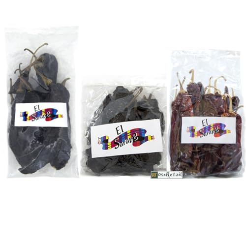OsoRetail Pack 3x100g Chiles Mexicanos para Cocina Tradicional | Guajillo, Ancho y Pasilla | Aromáticos, Suaves y Llenos de Sabor