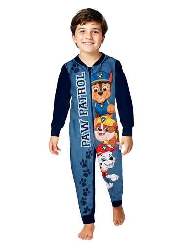 Paw Patrol Jumpsuit für Jungen - Overall Kinder Pyjama Schlafanzug Langarm Blau (DE/NL/SE/PL, Numerisch, 110, 116, Regular, Blau)