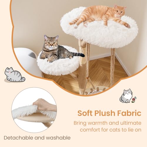Árbol para gato de madera sólida Tangkula 48.5 pulg natural y blanco miniatura 6