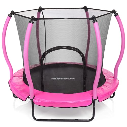 meteor kindertrampolin 140 cm mit innennetz Trampolin für Kinder ab 3 Jahre Indoor Outdoor gartentrampolin stabil sicher kompakt rutschfest wetterfest bis 50 kg