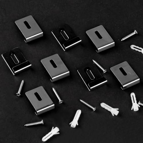 Image of 8pcs Mirror Holder Clips Kit, Metal Mirror Clips, Mirror Hanging Hardware Kit, Stainless Steel Mirror Hooks Heavy Duty Tile Hanger Frameless Wall Mounting Hanger for Mirror Tile Picture Frame Hanger