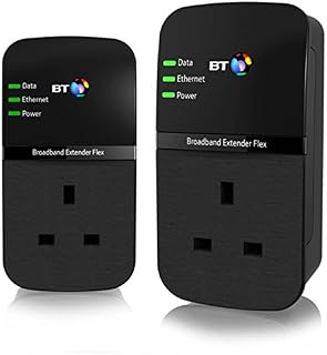 BT Broadband Extender Flex 500 Kit, Pass Through Powerline Adapters - Twin Pack