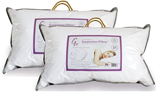 Pack of 2 | 2 x Medium-Soft Bed Pillows - The Perfect Combination of Comfort and Support Pillows- Patented Internal Ties with 100% Cotton Shell and Integral Air Vent for Cooling