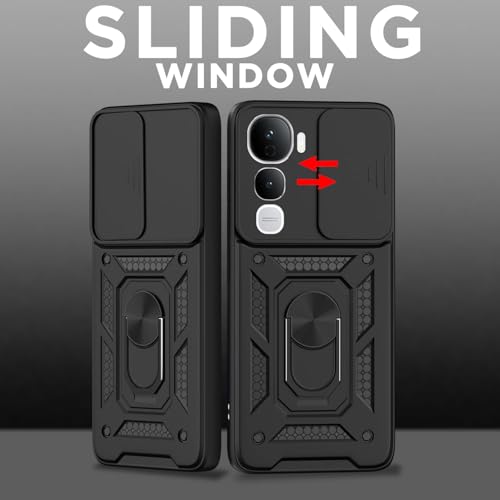 Image of AIBEX Back Cover for Vivo Y400 Pro 5G | D10 Tough Armor Case | Sliding Camera Shield | 360 Protection | Kickstand Ring Holder | Military-Grade Bumper Case