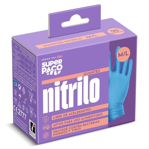 Guantes nitrilo desechables talla M/L Super Paco de Dia caja 20 unidades